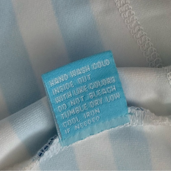 J. McLaughlin Skirt Women’s L Blue White Striped Tiered Overlay Nylon Spandex - Picture 7 of 8